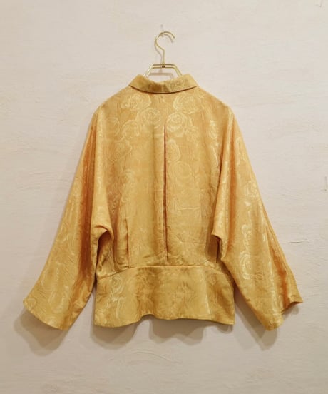 80s-90s 『YESSICA』Jacquard Peplum Dolman Shirt