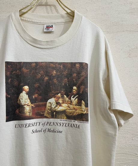 90s University of Pennsylvania School of Medicine アートプリントTシャツ / size L