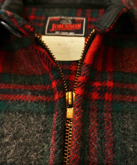 90s 『johnson woolen mills』 Red checked Wool jacket “Made in USA”