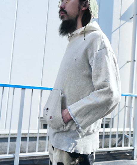 50s White x Gray Two-Tone Solid Double-Face Sweatshirt / size M程度