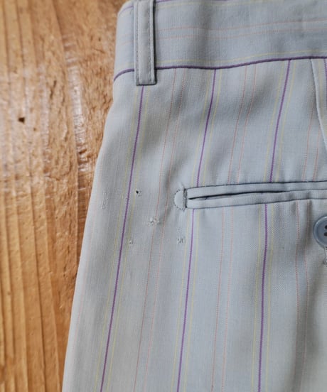Light blue × Purple Striped Two-pleat Wide slacks