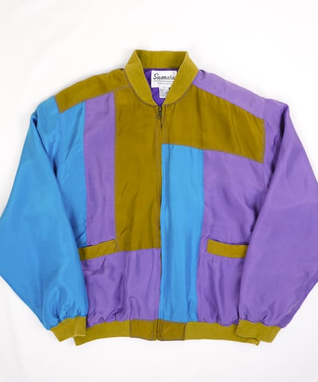 90s multi-pattern silk Blouson