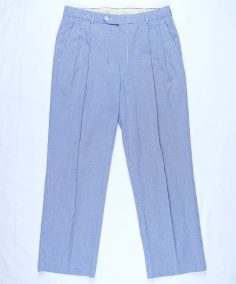Seersucker pincheck two-pleat slacks