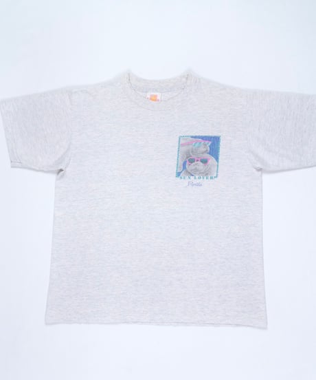 90s "SUN LOVER" Florida Manatee Graphic T-Shirt / size L
