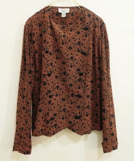 Retro Dot Double Button Blouse