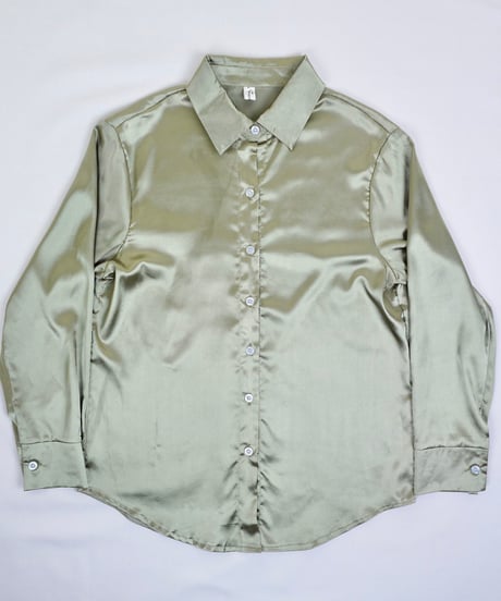 Champagne-colored glossy satin blouse
