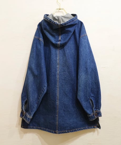 90s Big silhouette Denim Zip-up Hoodie