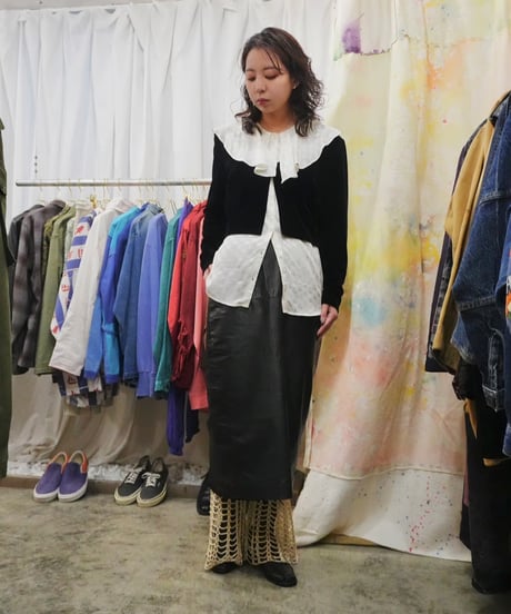 See-through Knit Flare Pants
