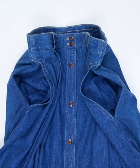 90s Button-Front Denim Pleated Skirt