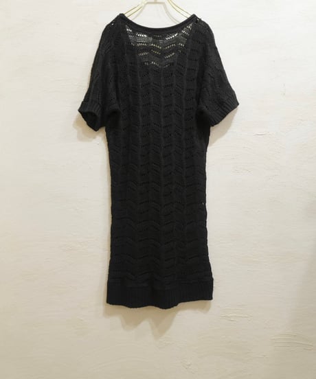 90s Openwork Short-sleeved Knit Dress