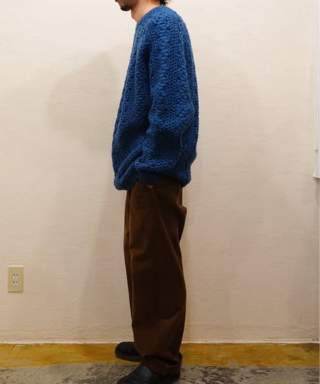 Textured Cable Knit Crewneck Sweater – Blue