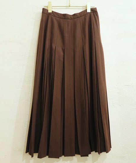 70s-80s Brown Wool Pleated Skirt