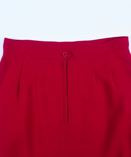 90s Red Wool Straight Skirt
