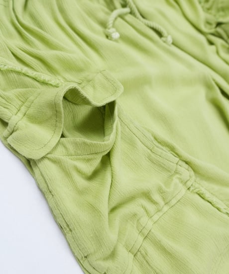 Lime Green Fringe Gather Shorts
