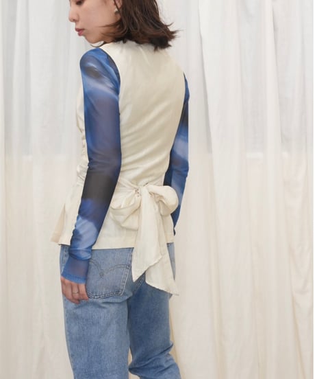 Cross-Wrap Silk Peplum Vest