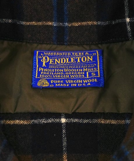 70’s 『Pendleton』 茶色チェック 開襟 ウールシャツ / size S