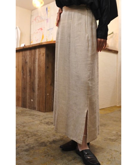 90s Linen Side Slit Skirt