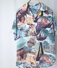 40's "MAIDEN" Picture Print Aloha Shirt