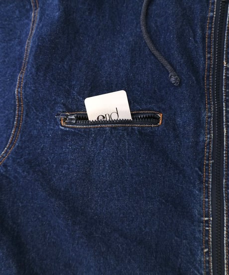 90s Big silhouette Denim Zip-up Hoodie