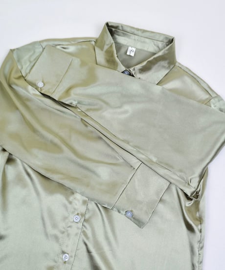 Champagne-colored glossy satin blouse