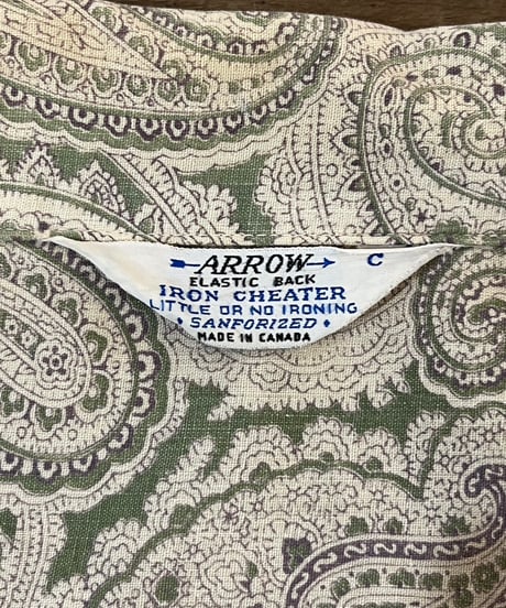 60s『ARROW』Paisley pattern pajama shirt