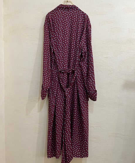 50-60s Small geometric pattern rayon gown