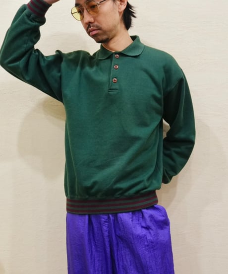 90s 『CHEETAH』 Half-button sweatshirt polo shirt "Made in USA"/ size S