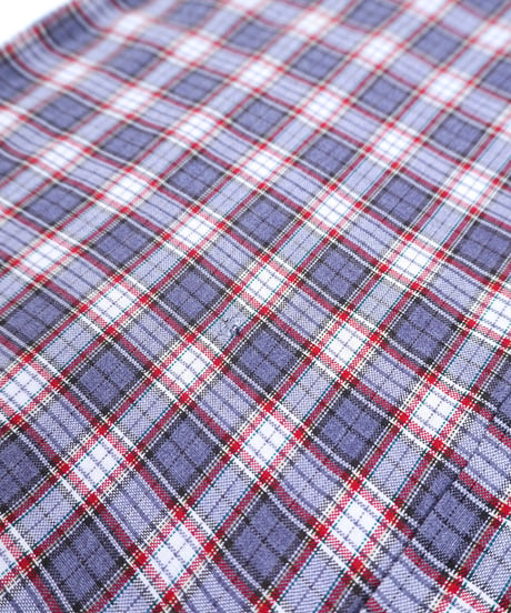 60s 『Milliken's』 Open-collar rayon check shirt / size M