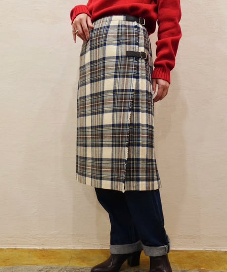 80s-90s『Mosbrook』Wool Wrap Skirt