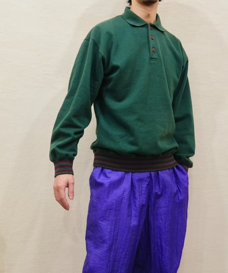 90s 『CHEETAH』 Half-button sweatshirt polo shirt "Made in USA"/ size S