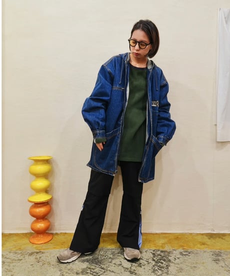 90s Big silhouette Denim Zip-up Hoodie