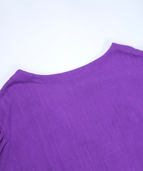 Purple Button Front Puff Sleeve Dress