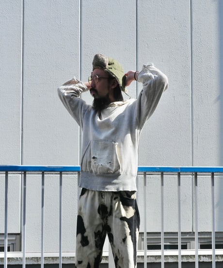 50s White x Gray Two-Tone Solid Double-Face Sweatshirt / size M程度