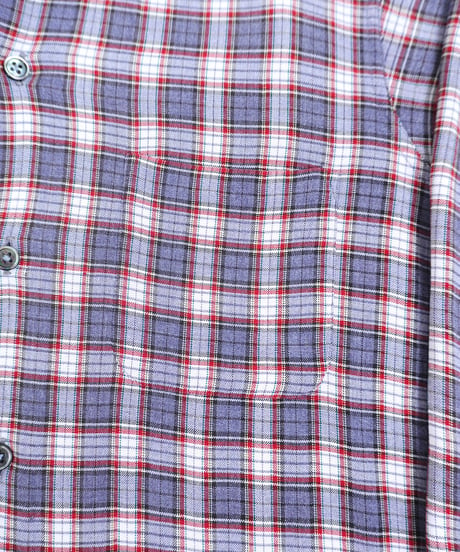 60s 『Milliken's』 Open-collar rayon check shirt / size M