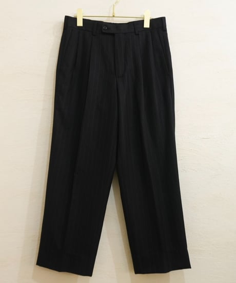 Black Striped Two-Pleated Slacks