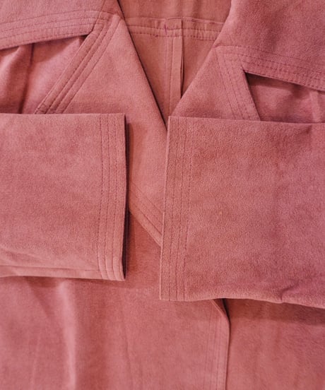 Fake Suede Leather Long Coat