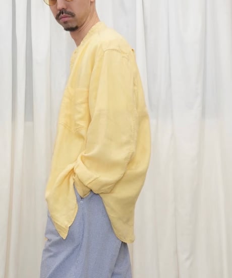 00s "Banana Republic" 100% Irish Linen Band Collar Shirt