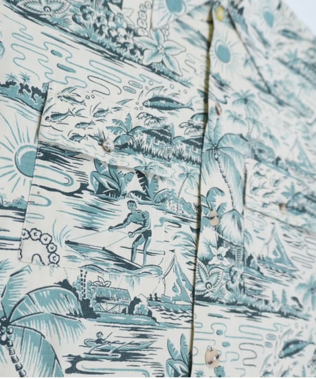 40s Long-sleeve Cotton Aloha Shirt