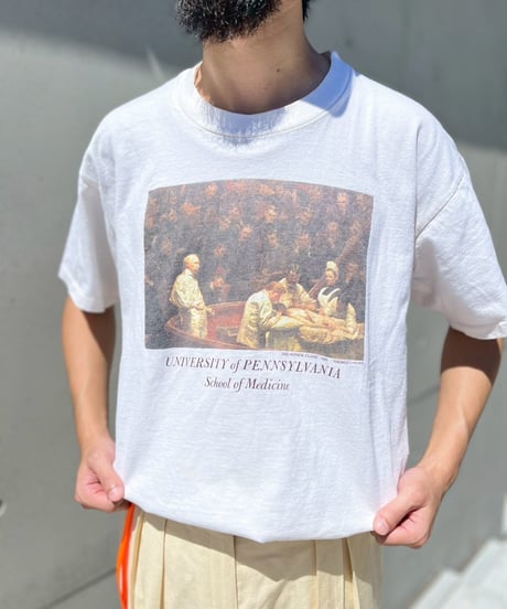 90s University of Pennsylvania School of Medicine アートプリントTシャツ / size L