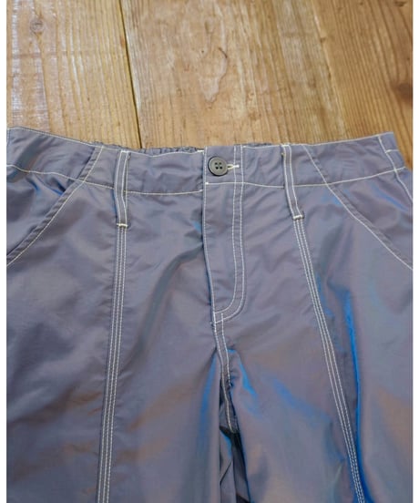 Metallic Blue Flare Cargo Pants