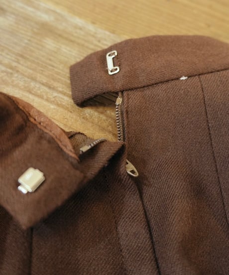 70s-80s Brown Wool Pleated Skirt