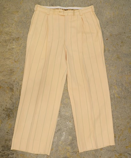 Yellow × Light blue Striped Two-pleat Wide slacks