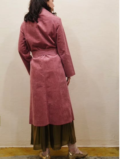 Fake Suede Leather Long Coat