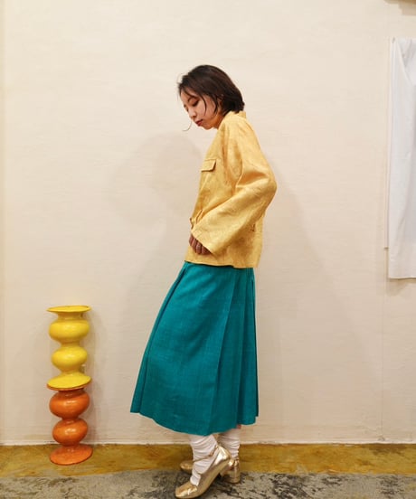 80s-90s 『YESSICA』Jacquard Peplum Dolman Shirt