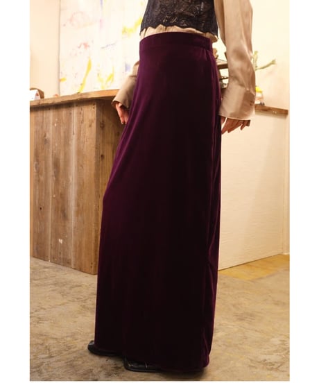 90s Deep Purple Velour Long Skirt