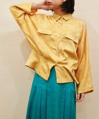 80s-90s 『YESSICA』Jacquard Peplum Dolman Shirt