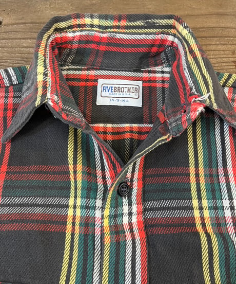 黒ベース 80s 『FIVE BROTHERS』　Flannel shirt "Made in USA" / size S