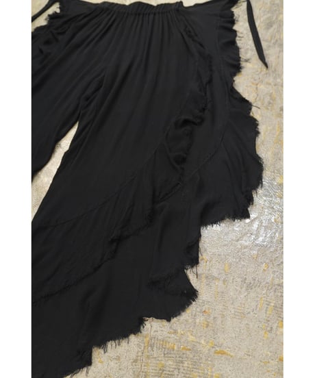 Deep Slit Ruffle Pants