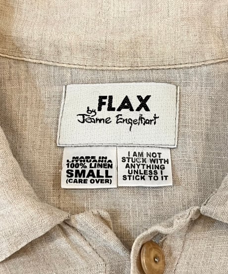 90s 『FLAX』 Light beige Linen shirt