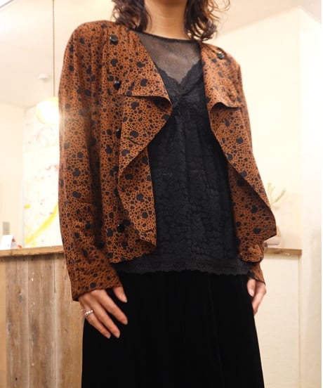 Retro Dot Double Button Blouse